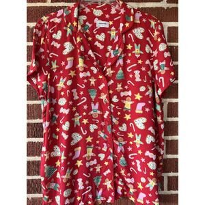 Sussan Red Christmas Themed Viscose Blend Pajama Set Size Medium NWOT